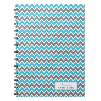 Caderno Espiral Notebook Chevron Pattern Trendy (aqua)