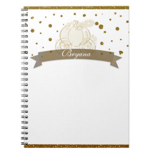 Caderno Espiral Notebook Cinderela Carruagem com pontos brilhantes