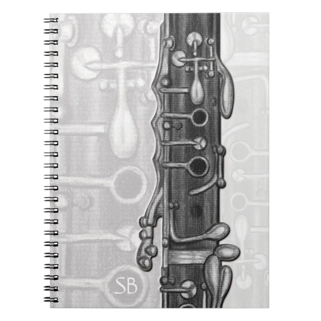 Caderno Espiral Notebook Clarinet Upper Joint Monograma (Frente)