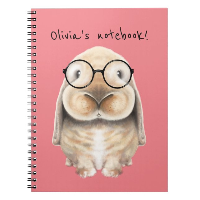 Caderno Espiral Notebook coelho inteligente super bonito (Frente)