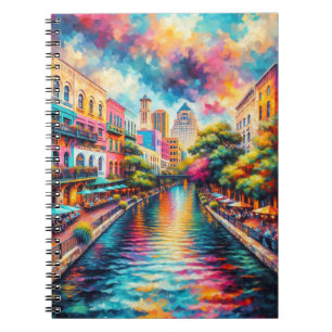 Caderno Espiral Notebook Colorful Walk River de San Antonio Texas