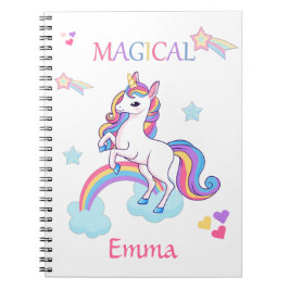 Caderno Espiral Notebook Colorido, Mágico, Unicórnio E Arco-Íris