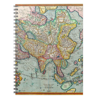 Caderno Espiral Notebook Colorir Antique Asia Map