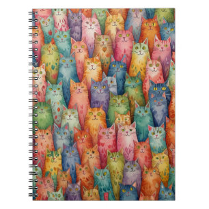 Caderno Espiral Notebook Colorous Cats - Whimsical Feline Design