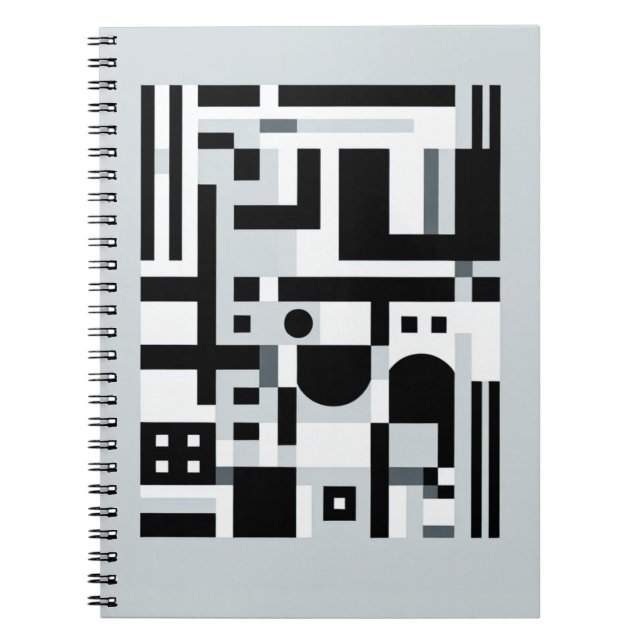 Caderno Espiral Notebook com Abstrato de Grade Moderna (Frente)