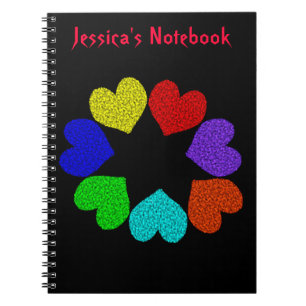 Caderno Espiral Notebook com amor floral Rainbow