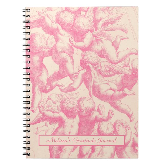 Caderno Espiral Notebook com ângulos cor-de-rosa com tendência de  (Frente)