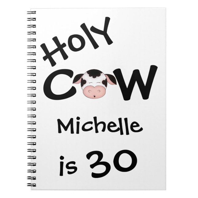 Caderno Espiral Notebook com aniversário de 30 anos de vaca engraç (Frente)