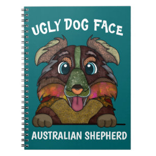 Caderno Espiral Notebook com aparência de cão feia e pastor austra