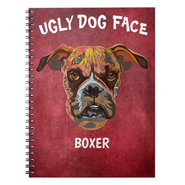 Caderno Espiral Notebook com aparência feia de cachorro boxer excl (Frente)