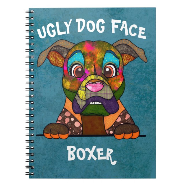 Caderno Espiral Notebook com aparência feia de cachorro boxer excl (Frente)