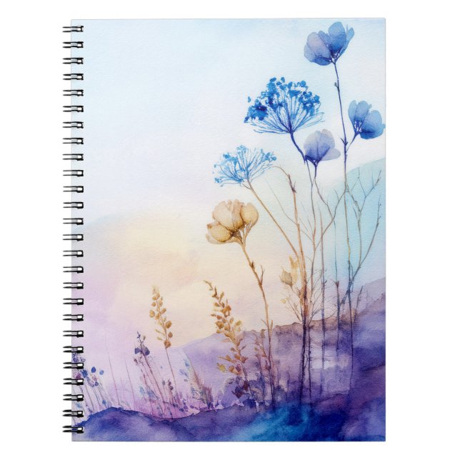 Caderno Espiral Notebook com aquarela floral (Frente)