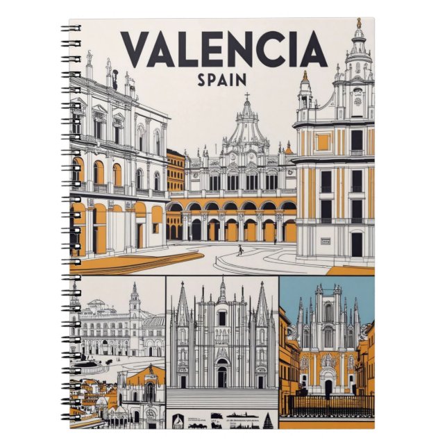 Caderno Espiral Notebook com arquitetura Valencia (Frente)