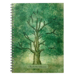 Caderno Espiral Notebook com árvore de carvalho d'água personaliza