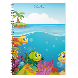 Caderno Espiral Notebook com aspecto aquático