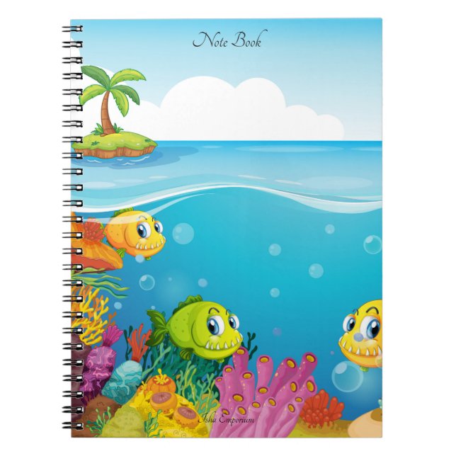 Caderno Espiral Notebook com aspecto aquático (Frente)
