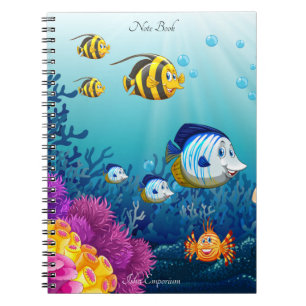 Caderno Espiral Notebook com aspecto aquático
