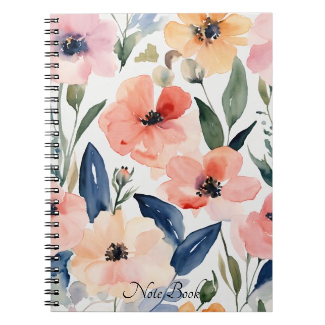 Caderno Espiral Notebook com aspecto Floral (Frente)