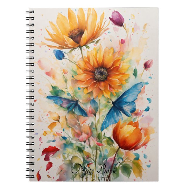 Caderno Espiral Notebook com aspecto Floral (Frente)