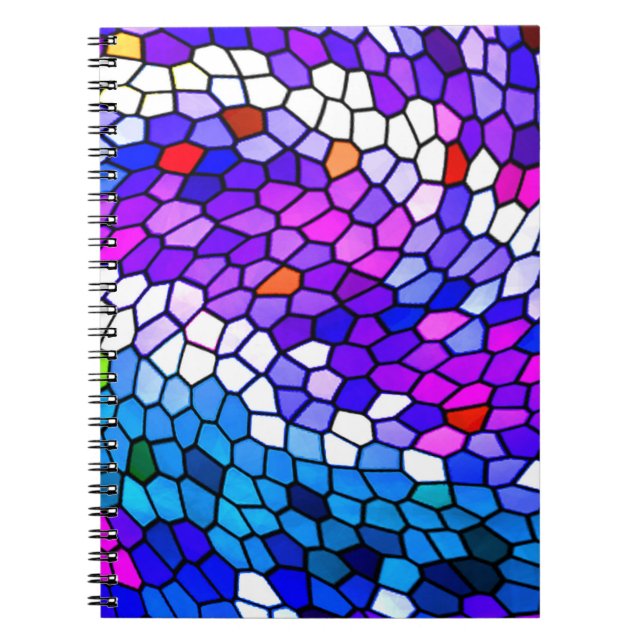 Caderno Espiral Notebook com Azulejo de mosaico azul roxo (Frente)