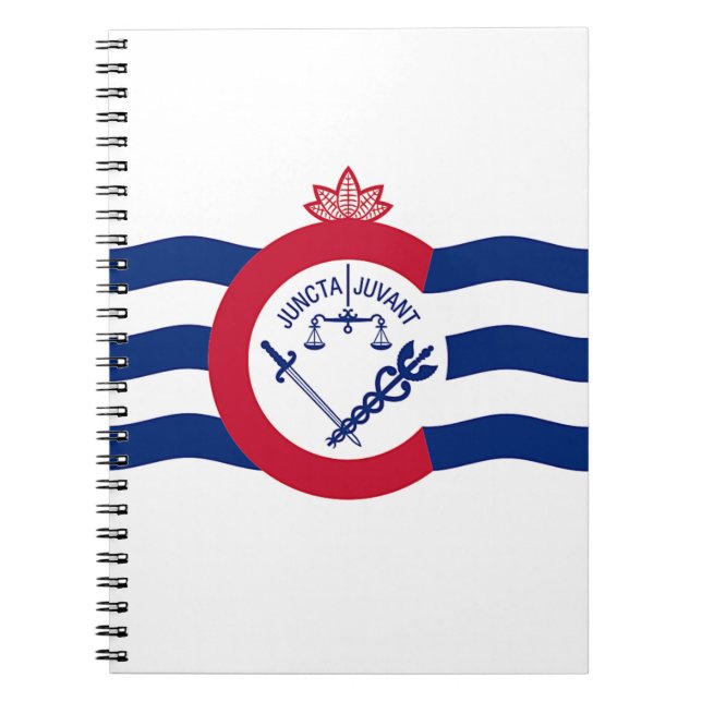 Caderno Espiral Notebook com bandeira da cidade de Cincinnati (Frente)