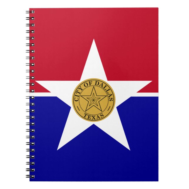 Caderno Espiral Notebook com bandeira da cidade de Dallas (Frente)