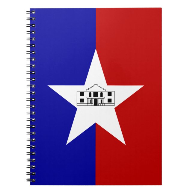 Caderno Espiral Notebook com bandeira da cidade de San Antonio (Frente)