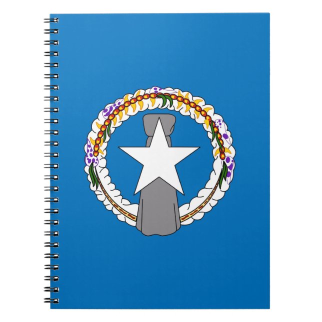Caderno Espiral Notebook com bandeira das Ilhas Marianas Nortes (Frente)