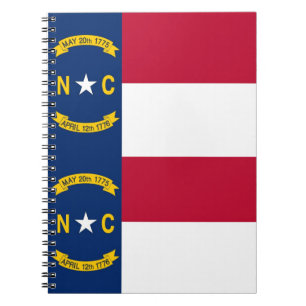 Caderno Espiral Notebook com bandeira do Estado da Carolina do Nor