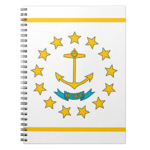 Caderno Espiral Notebook com bandeira do Estado da Ilha de Rhode