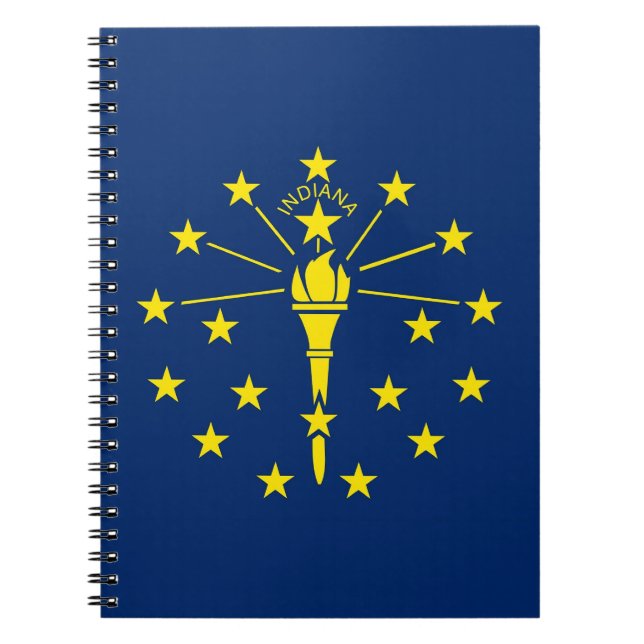 Caderno Espiral Notebook com bandeira do Estado de Indiana (Frente)
