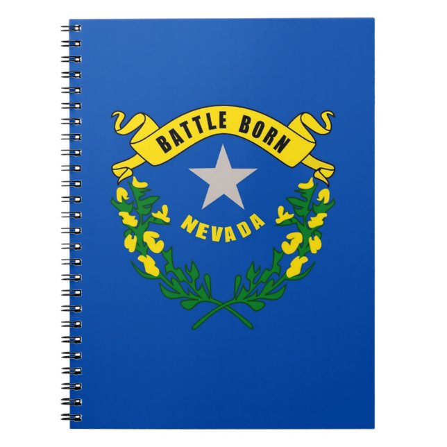 Caderno Espiral Notebook com bandeira do Estado de Nevada (Frente)