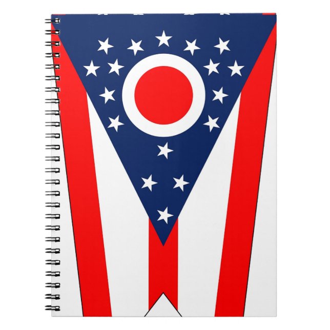 Caderno Espiral Notebook com bandeira do Estado de Ohio (Frente)