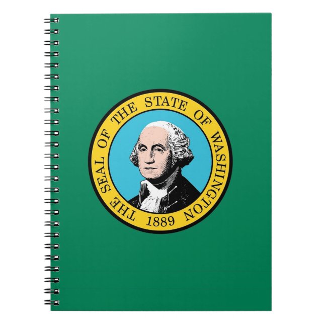 Caderno Espiral Notebook com bandeira do Estado de Washington (Frente)