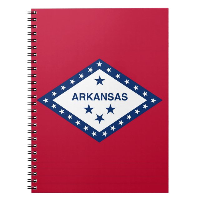 Caderno Espiral Notebook com bandeira do Estado do Arkansas (Frente)