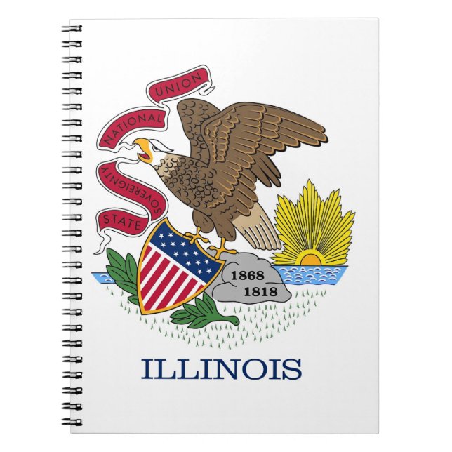 Caderno Espiral Notebook com bandeira do Estado do Illinois (Frente)