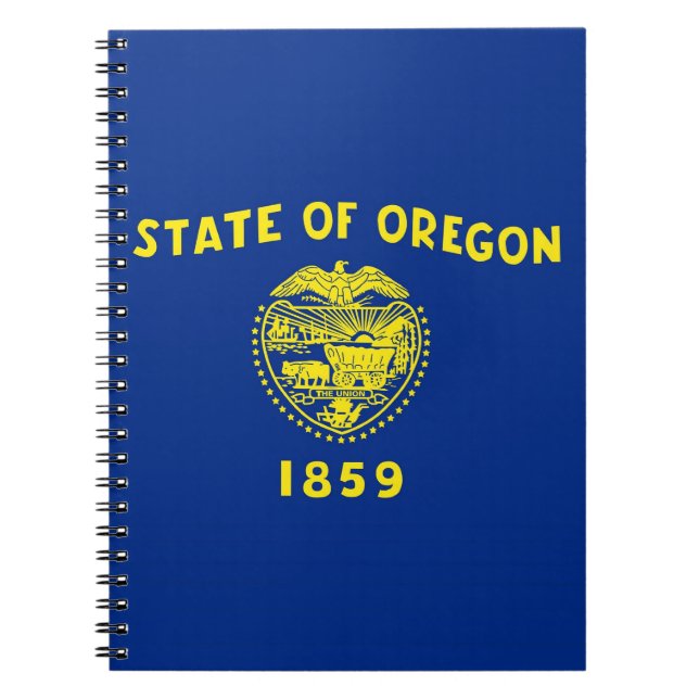 Caderno Espiral Notebook com bandeira do Estado do Oregon (Frente)