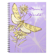 Notebook com borboleta de pêssego púrpura