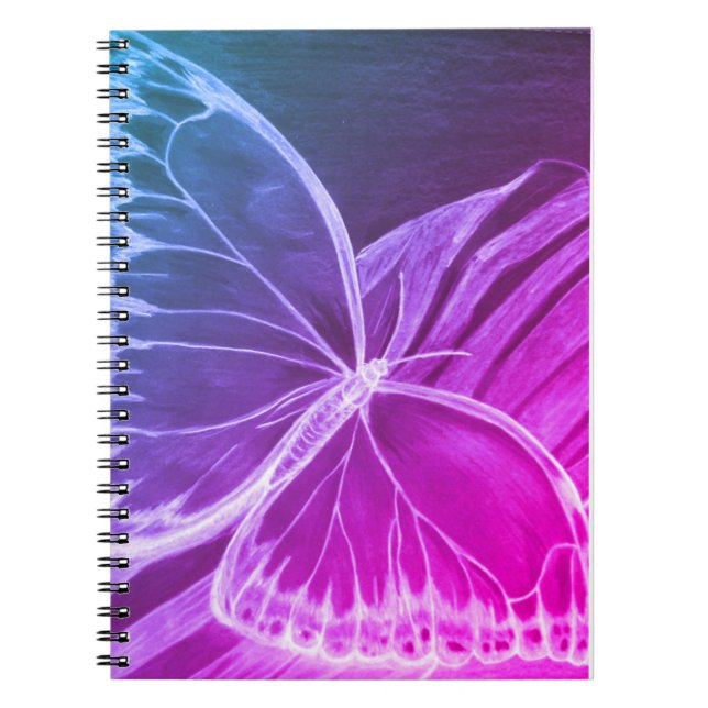 Caderno Espiral Notebook com borboleta roxa (Frente)