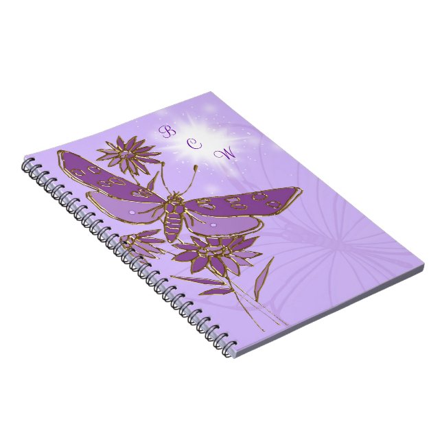 Caderno Espiral Notebook com borboleta roxa (Lado Direito)