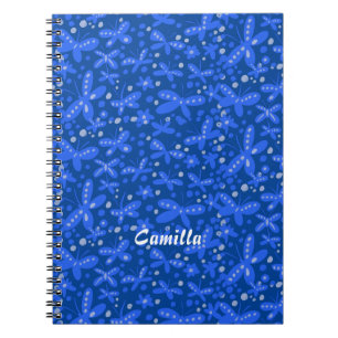 Caderno Espiral Notebook com borboletas azuis