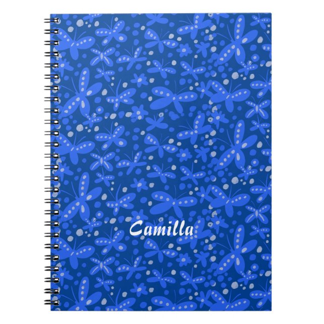 Caderno Espiral Notebook com borboletas azuis (Frente)