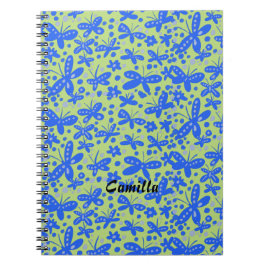 Caderno Espiral Notebook com borboletas azuis