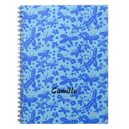 Caderno Espiral Notebook com borboletas azuis