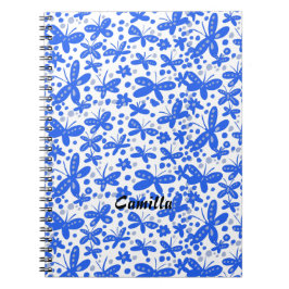 Caderno Espiral Notebook com borboletas azuis
