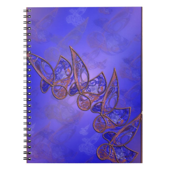 Caderno Espiral Notebook com borboletas de cobre (Frente)