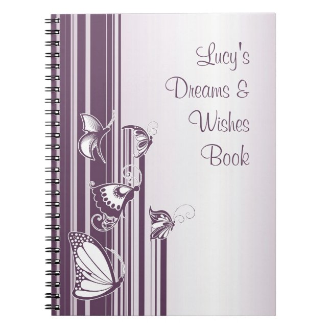 Caderno Espiral Notebook com borboletas roxas (Frente)