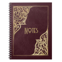 Caderno Espiral Notebook com borda Dourada e ornamentado