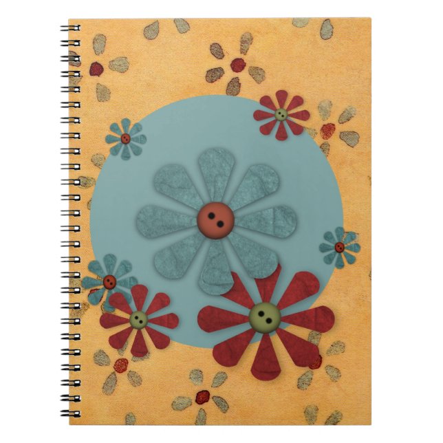 Caderno Espiral Notebook com botão do país Flor (Frente)