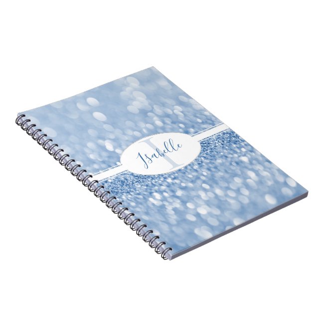 Caderno Espiral Notebook com brilho azul personalizado (Lado Direito)